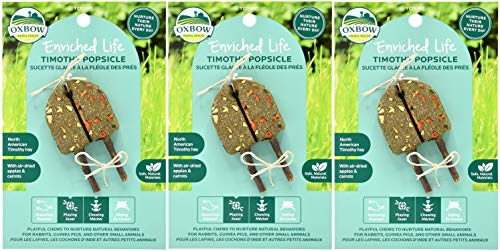 Oxbow 3 Pack of Timothy Popsicle Small Pet Chew Toys, 7.4