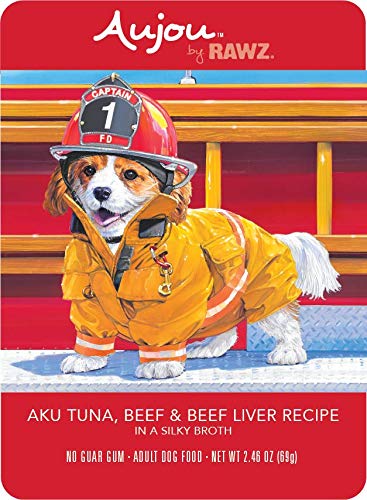 Rawz Aujou Aku Tuna, Beef & Beef Liver Dog Food 8/2.46 oz Pouches