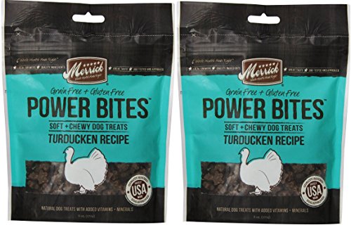 Merrick Power Bites All Natural Grain Free Gluten Free Soft & Chewy Chews Dog Treats Turducken, 6 OZ