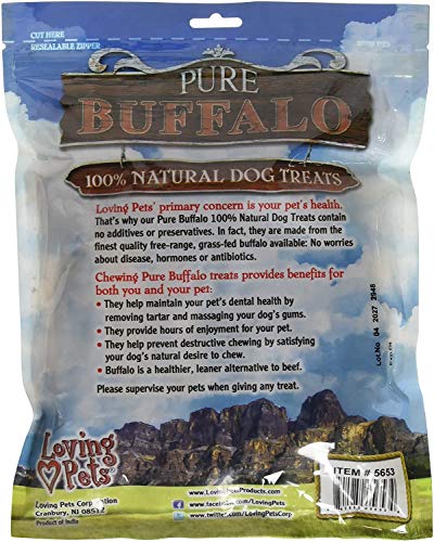 Loving Pets 60 Pack of Pure Buffalo Paddy Whack Backstrap Tendon Dog Treats, 4 to 6 Inch, Single Ingredient