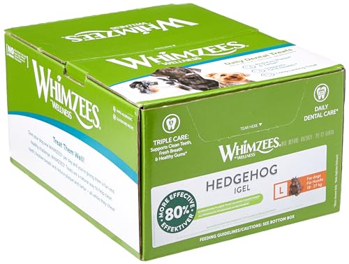 Whimzees Dog Treat, Hedgehog, Large, 30-Piece