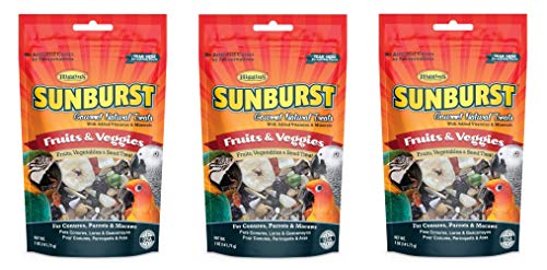 Higgins 3 Pack of Sunburst Gourmet Natural Bird Treats, 5 Ounces Each, Fruits and Veggies Flavor, for Conures Parrots and Macaws