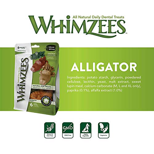 Whimzees 24 Count Medium Alligator Chews, Gluten Free Natural Dog Treats2