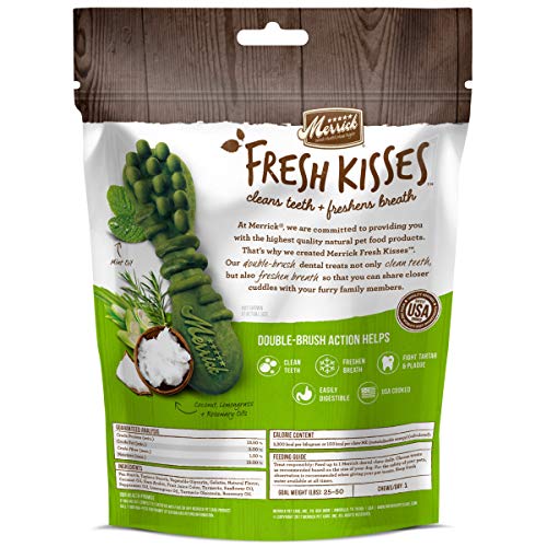 Merrick Fresh Kisses Oral Care Dental Dog Treats for Dogs Extra Small Dogs 5-15 lbs