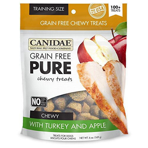 Canidae Grain Free Pure Chewy Dog Training Treats 2 Flavor Variety Bundle: (1) Chewy Training Treats with Sweet Potato & Duck and (1) Chewy Training Treats with Turkey & Apple, 6 Oz Ea (2 Bags Total)