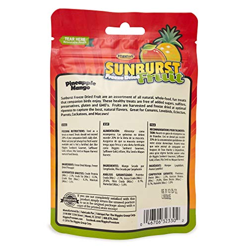 Higgins Sunburst Freeze Dried Fruit Pineapple Mango Treat for Birds