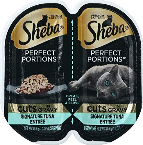 Sheba Perfect Portions Premium Cat Food - Cuts In Gravy - Signature Tuna Entrée - Net Wt. 2.6 OZ Per Container - Pack of 6 Containers