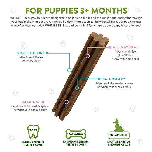 Whimzees 3 Pack of Puppy Daily Dental Treats, 14 Sticks Each, for Medium to Large Puppies