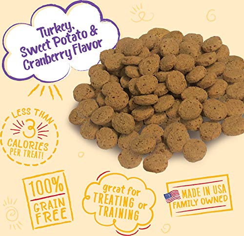 Charlee Bear Grain Free Bear Crunch Dog Treats 2 Flavor Variety Bundle: (2) Bacon & Blueberry Flavor and (2) Turkey, Sweet Potato & Cranberry Flavor, 8 Ounces Each (4 Pack)