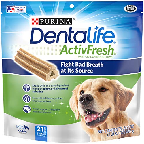 Purina DentaLife Large Breed Dog Dental Chews, ActivFresh Daily Oral Care Large Chews - 21 ct. Pouch