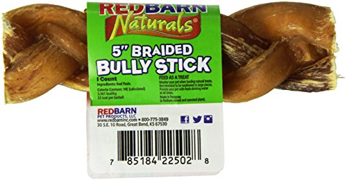 Redbarn Braided Bully Sticks 5" Dog Treats, 5-in chew, case of 30