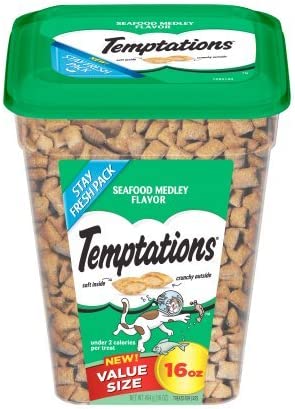 1 Pack of TEMPTATIONS Classic Treats for Cats Seafood Medley Flavor 16 Ounces