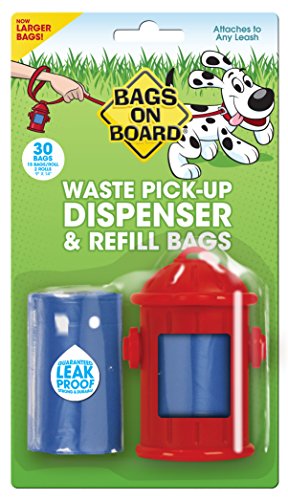Bags on Board Fire Hydrant Style Dog Waste Bag Dispenser with 30 Refill Bags