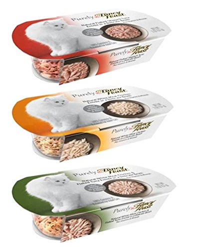 Fancy Feast Purely Complete Cat Food 3 Flavor Variety 6 Can Bundle: (2) White Meat Chicken, (2) White Meat Chicken & Flaked Tuna, and (2) Flaked Skipjack Tuna, 2 Oz. Ea. (6 Cans Total)