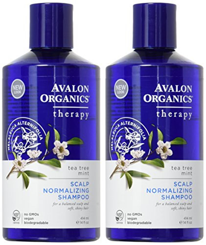 Avalon Organics Scalp Normalizing Tea Tree Mint Shampoo, 14 Ounce (Pack of 2)