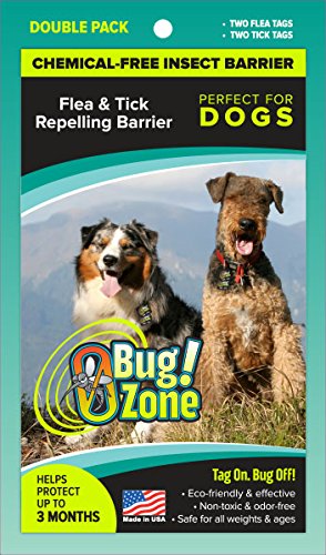 0Bug!Zone Flea and Tick Barrier Tag for Dogs, 2 Tags