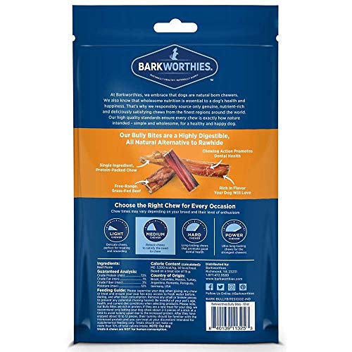 Barkworthies Protein-Rich Bully Stick Bites (16oz. Bag) - All-Natural Rawhide Alternative
