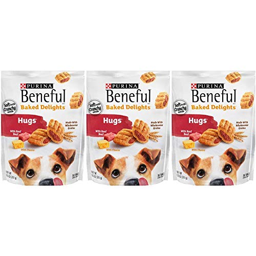 3 Bags of Purina Beneful Baked Delights Hugs with Real Beef & Cheese Dog Treats 8.5 oz ea
