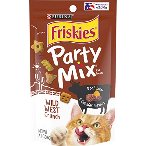 Purina Friskies Party Mix Adult Cat Treats -2.1 oz. Pouches (Pack of 10)