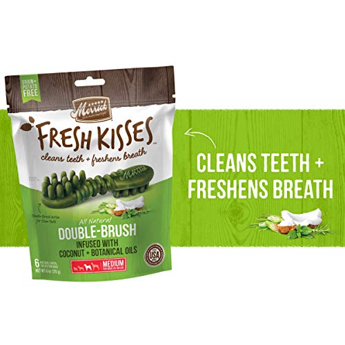 Merrick Fresh Kisses Oral Care Dental Dog Treats for Dogs Extra Small Dogs 5-15 lbs