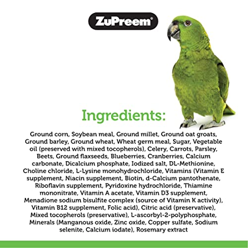 ZuPreem FruitBlend Flavor Pellets Bird Food for Parrots and Conures (Multiple Sizes) - Daily Blend Made in USA for Caiques, African Greys, Senegals, Amazons, Eclectus, Small Cockatoos