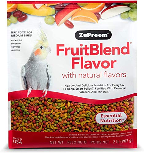ZuPreem FruitBlend Flavor Pellets Bird Food for Medium Birds | Powerful Pellets Made in USA, Naturally Flavored for Cockatiels, Quakers, Lovebirds, Small Conures