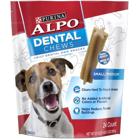 Purina Alpo Dental Chews Small/Medium Daily Dental Dog Snacks, 24 Count (2 Pack)