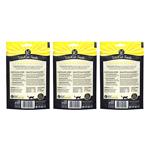 Vital Cat Duck Liver All-Natural Treats - Delectable Raw Nutrition for All Ages - Made in USA - Grain Free - Low Calorie for Healthy Weight 0.9 oz Resealable Bag - 3 Pack