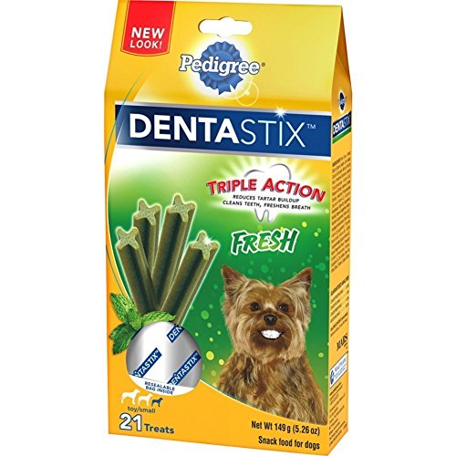 Pedigree Fresh Dentastix 21 Mini Treats Small/Toy Dogs, 5.26 Oz (Pack Of 2) Packaging May Vary