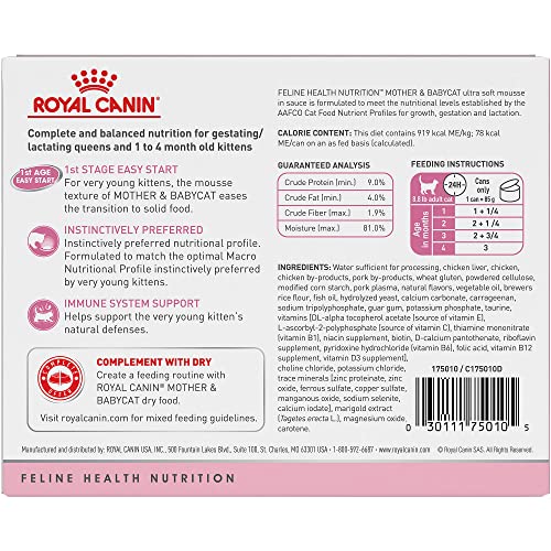 Royal Canin Mother & Babycat Ultra-Soft Mousse in Sauce Variety Pack Wet Cat Food, 3 oz., Count of 6, 6 CT
