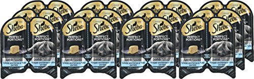 Sheba Perfect Portions Wet Cat Food, Delicate Salmon Entrée and Tender Whitefish and Tuna Entrée, (12) 2.6 Oz Twin-Pack Trays