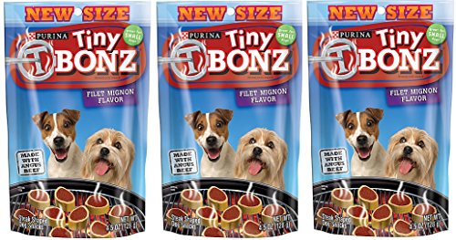 Tiny T Bonz Filet Mignon Flavor Dog Pet Snacks, 4.5-ounce, 3-pack