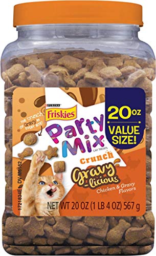 Nestle Purina Petcare 050495 20 oz Friskies Party Mix Gravylicious Chicken & Gravy Flavors Cat Treats - Case of 3