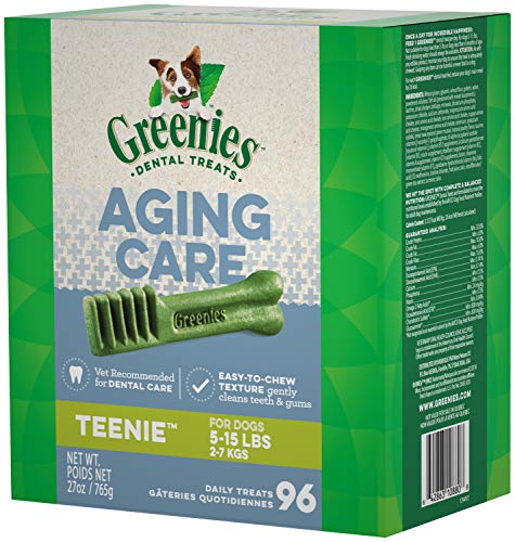 GREENIES Aging Care TEENIE Natural Dog Dental Care Chews Oral Health Dog Treats, 27 oz. Pack (96 Treats)