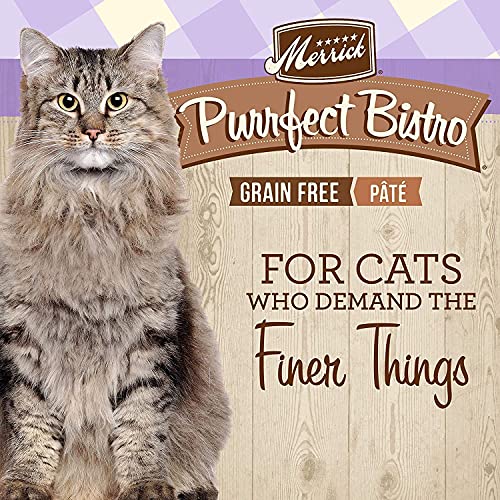 Merrick Purrfect Bistro Canned Cat Food, Rabbit Pâté Recipe, Grain Free Natural Cat Food with Added Vitamins & Minerals, for All Life Stages, 5.5 OZ Can (Pack of 12)