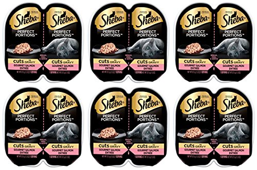 Sheba Perfect Portions Premium Cat Food - Cuts In Gravy - Gourmet Salmon Entrée - Net Wt. 2.6 OZ Per Container - Pack of 6 Containers