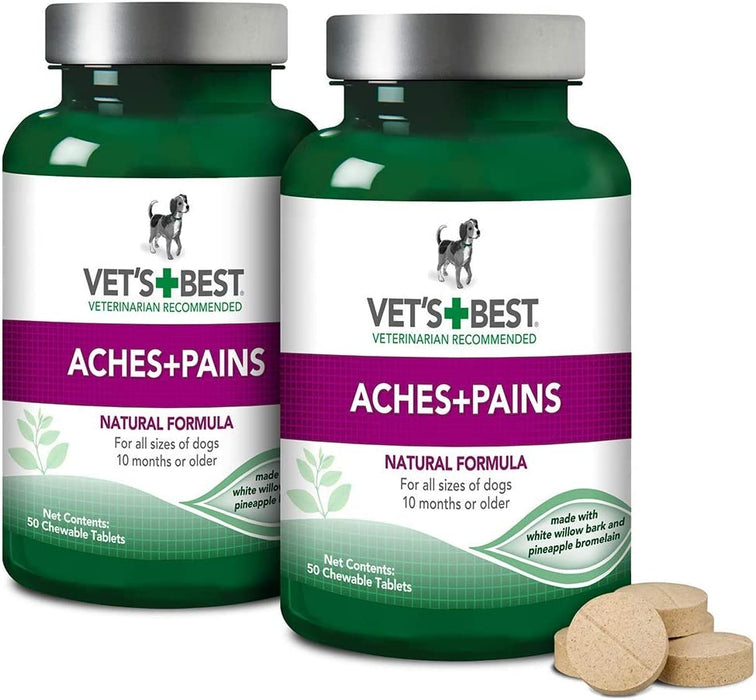Vet's Best Aspirin Free Aches + Pains Dog Supplement | Vet Formulated for Dog Pain Support and Joint Relief (100 ct (2 Pack))