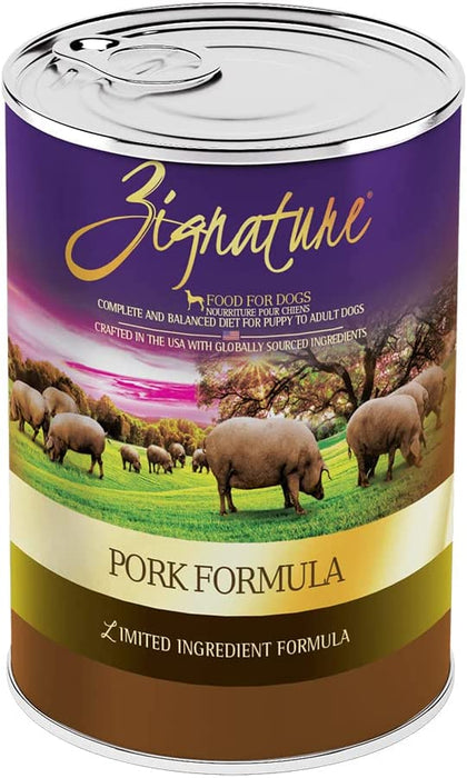 Zignature 12713164 Pork Formula Canned Dog Food (12 Pack), 13 Oz