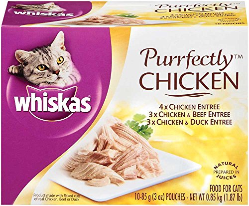 WHISKAS PURRFECTLY Chicken Variety Pack Wet Cat Food 3 Ounces (10-Counts) by Whiskas Wet Food