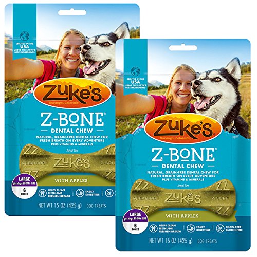 Zuke's Z-Bone Dental Chew Dog Treats, Apple, Large (2 Pack)