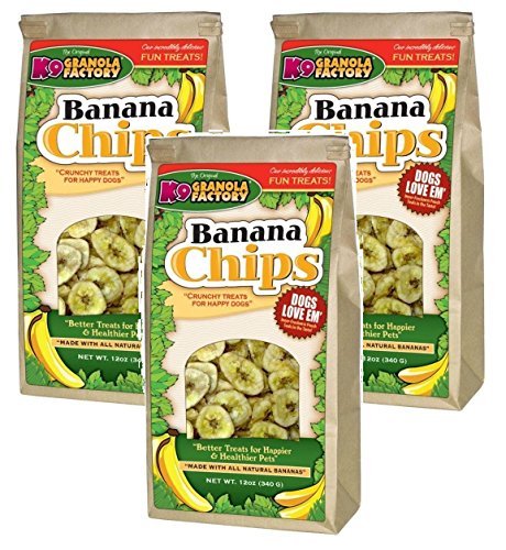 (3 Pack) K9 Granola Factory Banana Chips Dog Treats, 12 Ounces each