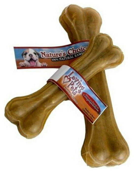 Loving Pets Nature's Choice Rawhide Pressed Bone Dog Chews, 8 Inch, 10 Pack