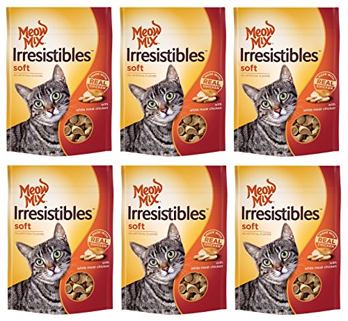 Meow Mix Irresistibles Cat Treats - Soft - Chicken - Net Wt. 3 OZ (85 g) Each - Pack of 6