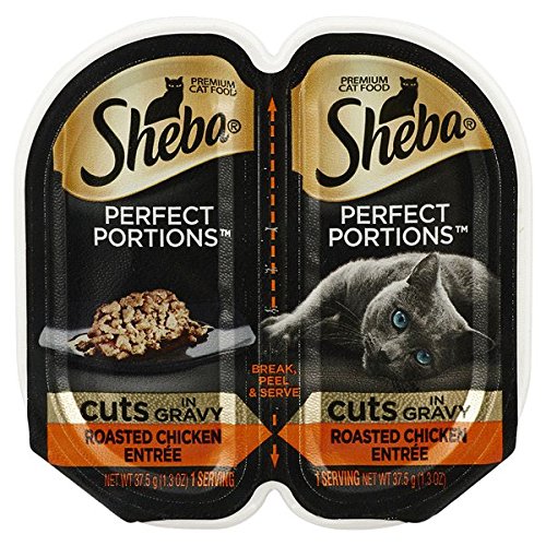 Sheba Perfects Portions Multipack Cuts in Gravy,Roasted Chicken Entree ...