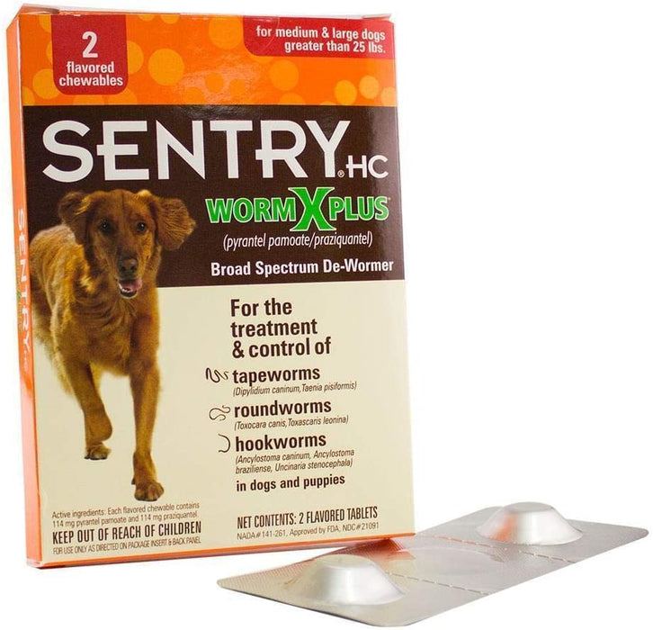 Sentry Wormx Plus 7 Way De-Wormer Large Dog 2 Count