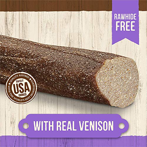 Merrick 2 Pack of Real Venison Natural Cuts Rawhide-Free Hard Dog Treats, 4 Medium Chews Each, Made in The USA