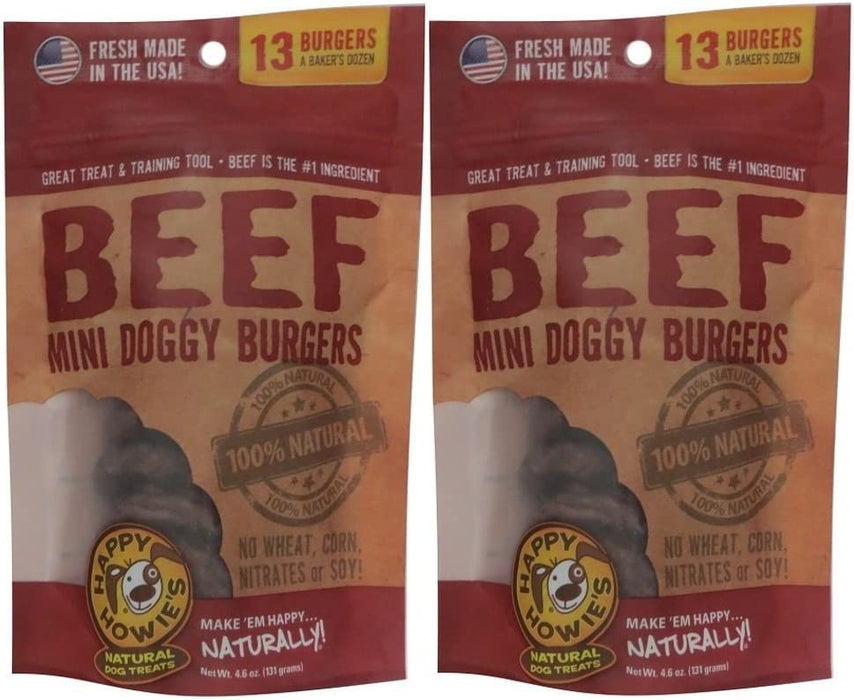 Happy Howie's Natural Mini Doggy Beef Burger Dog Treats Baker's Dozen (2-Pack)