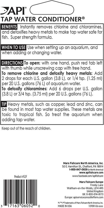Aquarium Pharmaceuticals (4 Pack) API Tap Water Conditioner Carded Bottle 1.25 Ounce