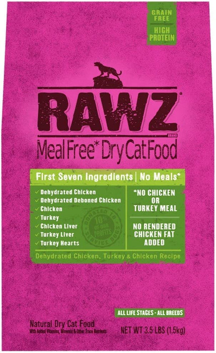 Rawz Meal Free Dry Cat Food Dehydrated Chicken, Turkey Chicken Recipe (3.5 lb)