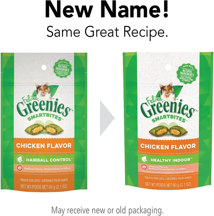 Feline Greenies Smartbites Hairball Control Cat Treats - Chicken Flavor - 2.1 Oz. (3 Pack)